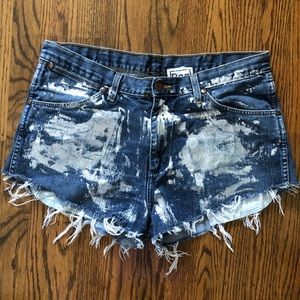 Urban Outfitters Rag Union Fringe Paint Shorts